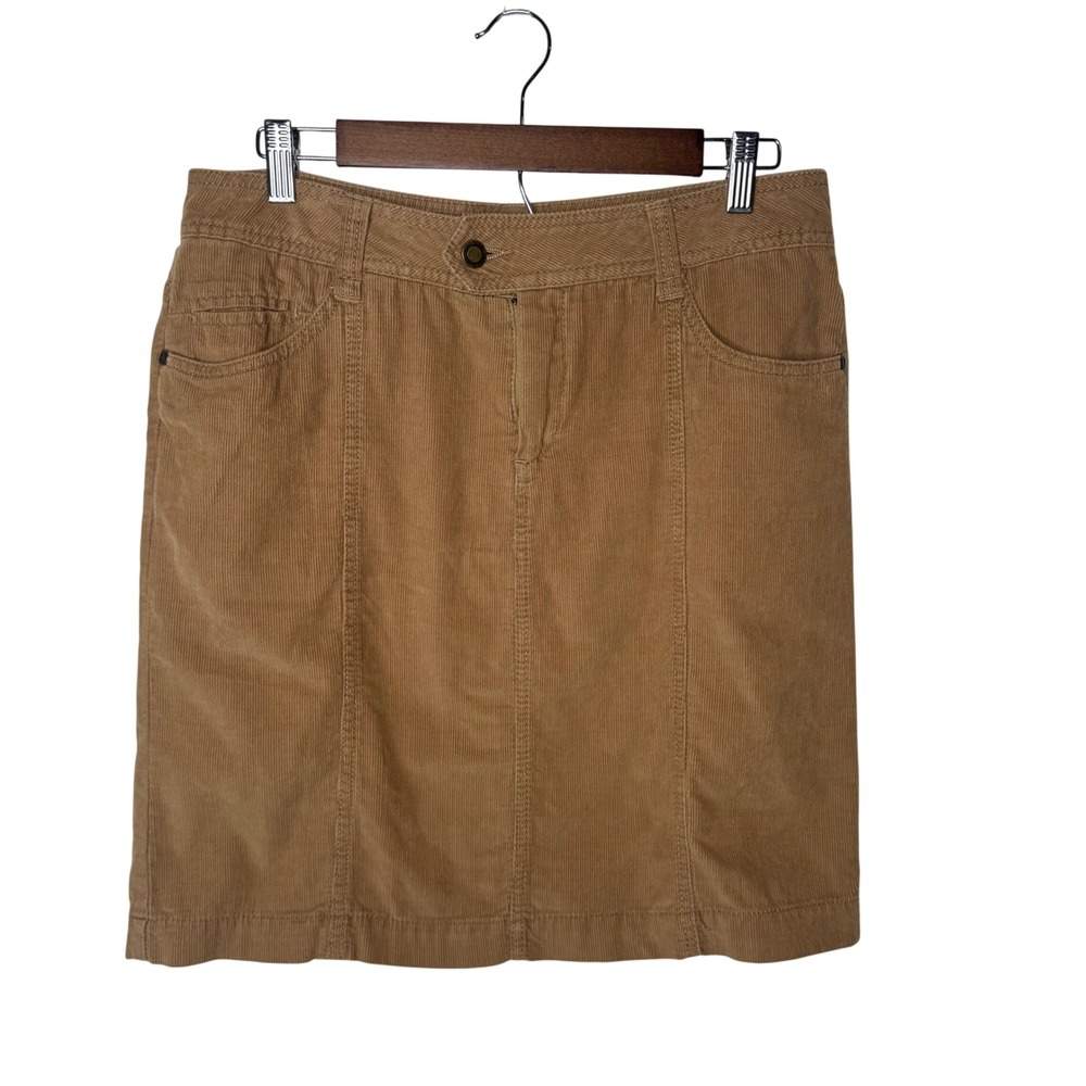 Faded Glory Womens Chino Tan Corduroy Mini Skirt Size 10 Cotton Y2K Vintage
